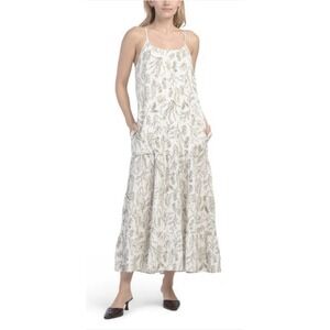 NEW Martha Stewart Collection Linen Blend Maxi Dress Size XL Beachy Boho Chic